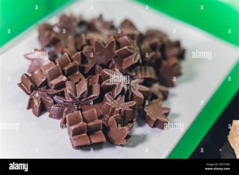 Cannabis Chocolate In The Form Of Leaves High Quality Photo Stock
