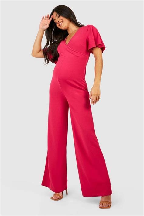 Maternity Wrap Front Wide Leg Jumpsuit Boohoo Uk