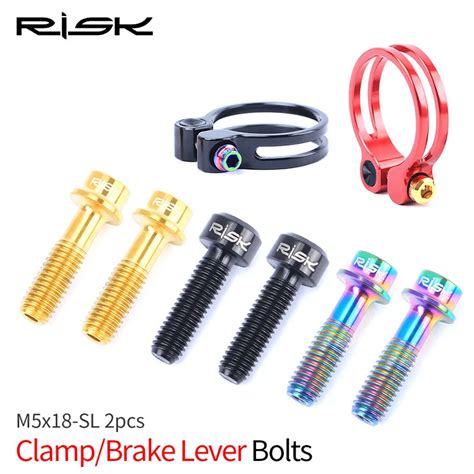 2pcs M5x18mm Bicycle Brake Lever Bolts Titanium Alloy Hollow Disc Brake Clamp Fixed Screw