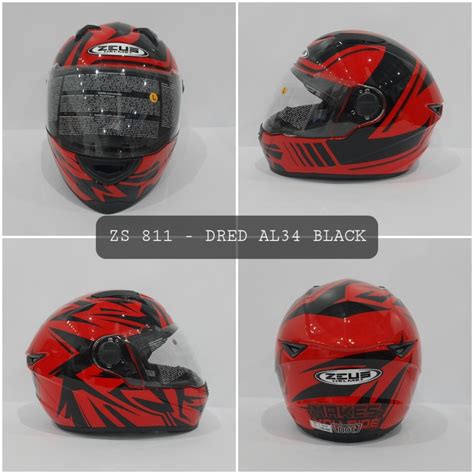 Jual HELM ZEUS FULL FACE ZS 811 DRED AL34 BLACK FREE SMOKE VISOR