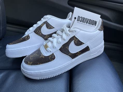 CUSTOM BROWN LV X 22 AIR FORCE 1 Derivation Customs Custom Sneakers