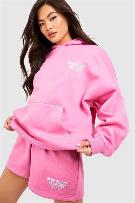 Pink Dsgn Studio Sports Club Slogan Oversized Hoodie Boohoo Uk