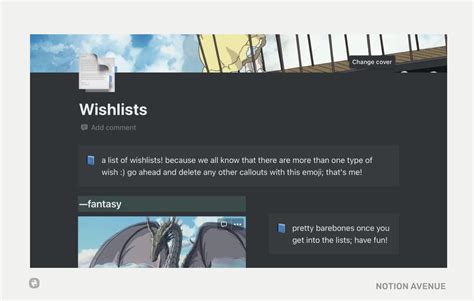 Notion wishlist template - trekfiko