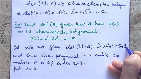 Quick Way Of Finding Determinant When Only Characteristic Polynomial Is Given Youtube