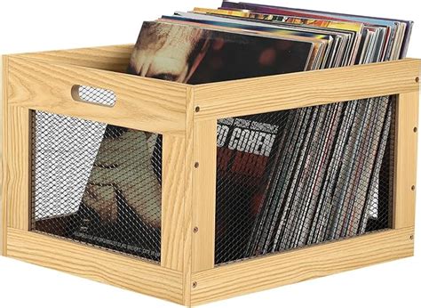 Amazon Haitral Vinyl Record Storage Crate Wooden Record Holder