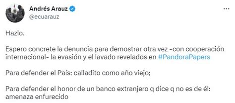 Zoom Ec on Twitter URGENTE ANDRÉS ARAUZ RESPONDE A LASSO Ante las