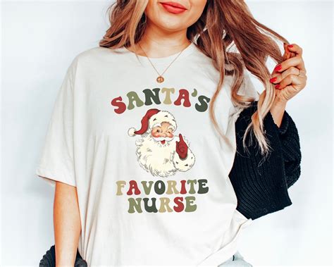 Camisa de Navidad de enfermera camiseta divertida de Papá Noel