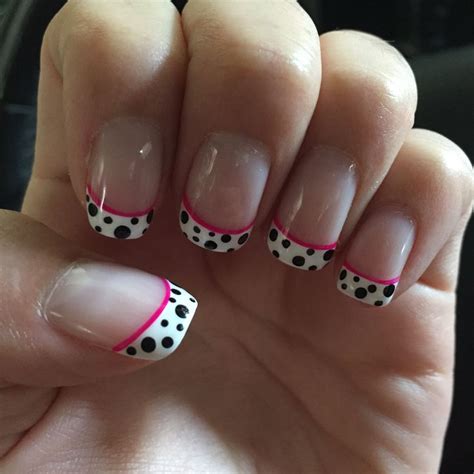 Polka Dot French Manicure With Hot Pink Accent French Tip Nail