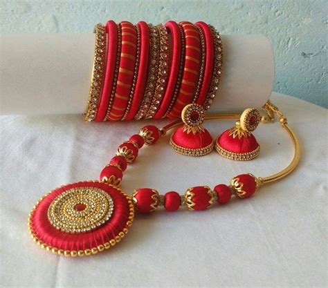 Pin By Sameera Kuppam On Silk Thread Jewellery Silk Thread Necklace