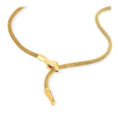 Collier Or 750 Jaune Serpent Rubis 53 Cm Femme Collier MATY