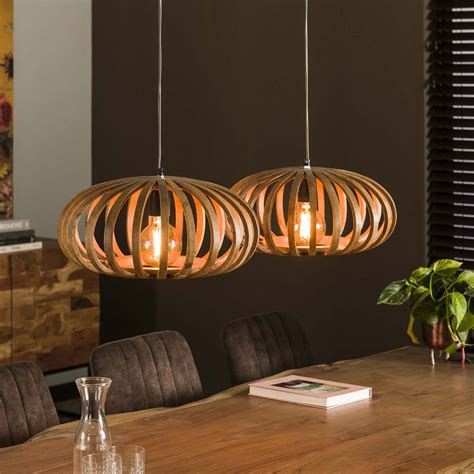 Crea Hanglamp L Stripes Mango Hout Industrieel Hanglampen