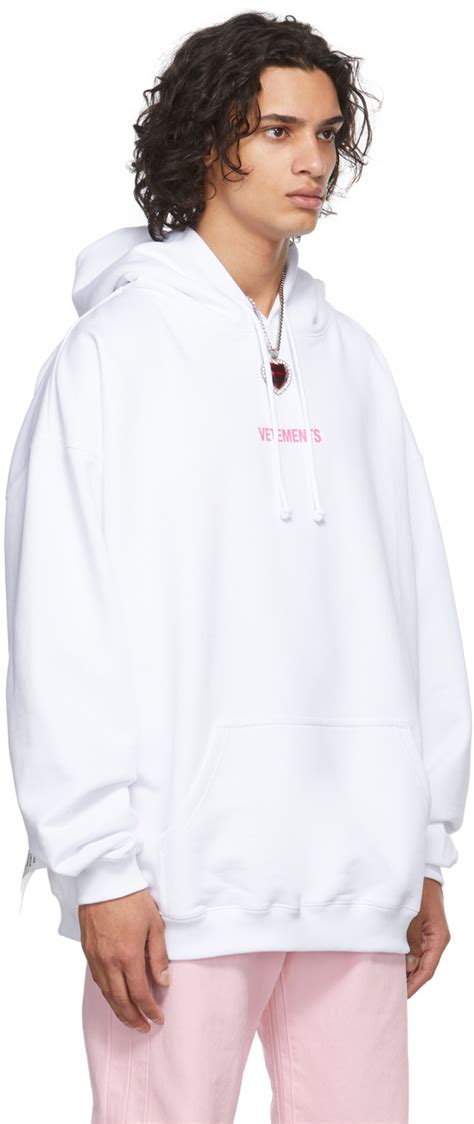 Vetements White Logo Label Hoodie Vetements