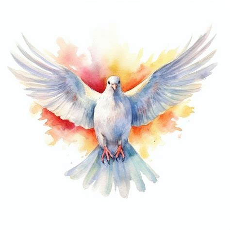 Premium Ai Image Illustration Of Pentecost Holy Spirit Dove Hand Drawn Peace Dove Watercolor