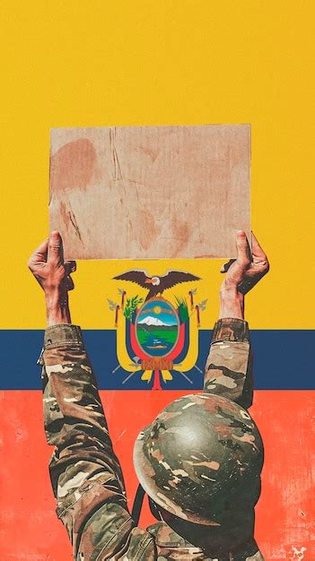 Bandera De Ecuador En Fondo Militar Con Elementos Foto Gratis