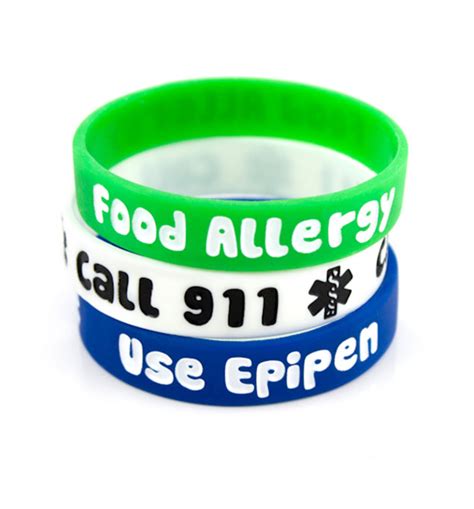 Food Allergy/Epipen Green Silicone Medical Bands