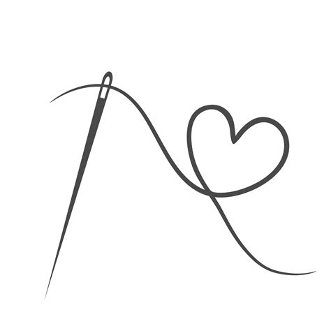 Heart With A Needle Thread Icon For Design On White Vector