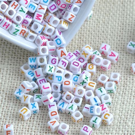 Mixed Blend Color Acrylic Alphabet Letter Square Beads Pony Beads For