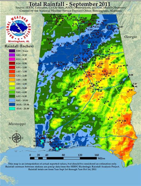 Monthly Rainfall Totals For Alabama September 2011