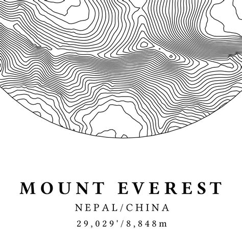 Mount Everest Printable Topographic Map Mount Everest Nepal - Etsy