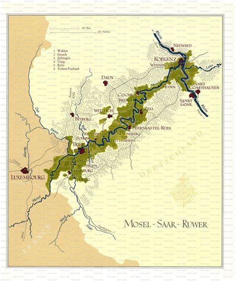 Map Of Wine Region Mosel Saar Ruwer Germany