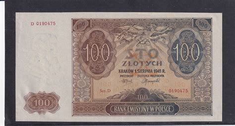 Drittes Reich Generalgouvernement Polen 100 Zlotych 1941 Ro583 Zwk