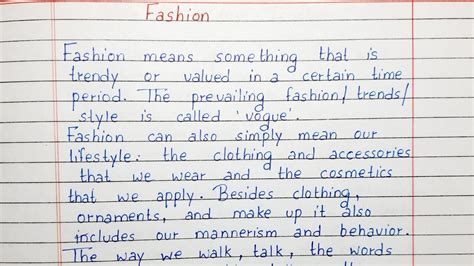 Write A Short Essay On Fashion Essay Writing English YouTube