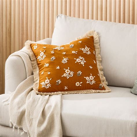 Mia Brown Floral Cushion | Adairs