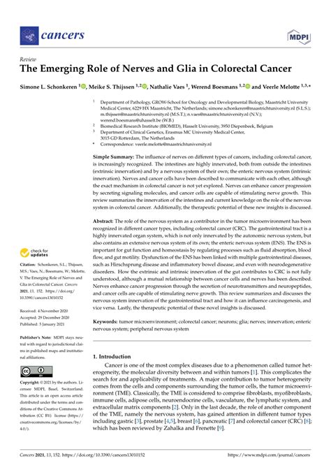 Pdf The Emerging Role Of Nerves And Glia In Colorectal Cancer