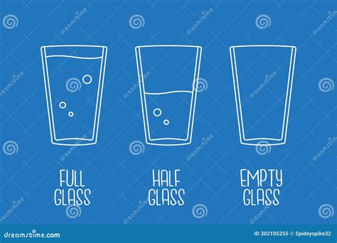 Full Glass Half Glass Empty Glass Isolated Vector Illustration Stock Illustration