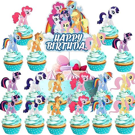 Tortendeko Geburtstag 25 Stück Geburtstagsdeko My Little Pony Cupcake