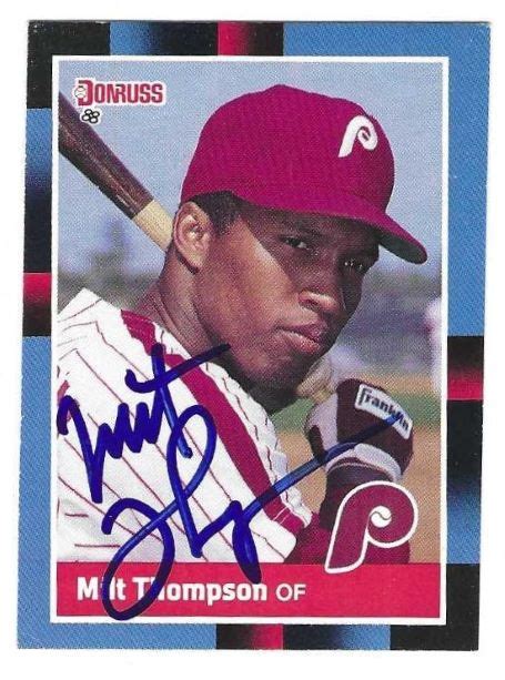 Autographed MILT THOMPSON Philadelphia Phillies 1988 Donruss Card