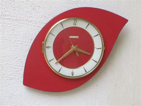 French S Atomic Age Bayard Red Formica Wall Clock Triangle Or