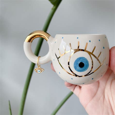 Evil Eye Espresso Ceramic Cup Coffee Cup Ceramic Evil Eye Etsy In