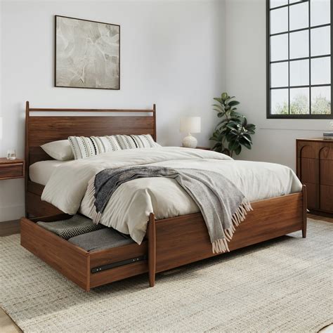 Lenia Panel Walnut Queen Storage Bed | Article