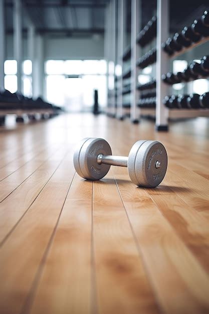 Premium Ai Image Pair Of Dumbbells On A Wooden Floor In A Gym Great