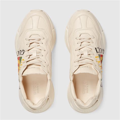 Sneaker Rhyton Uomo Con Logo Gucci In Pelle Avorio Gucci Ch