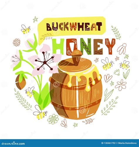 Honey Barrel Stock Vector Illustration Of Harvest Cartoon 130461792