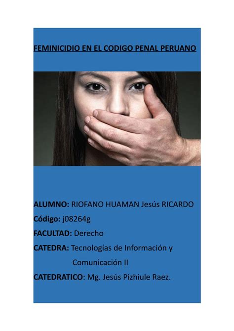 Feminicidio En El Codigo Penal Peruano By Jesus Issuu