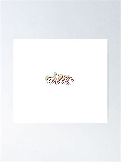 Rainbow Cursive Aries Zodiac Sign Vsco Sticker Poster For Sale By