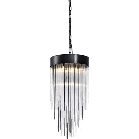 Zeev Lighting P300104sbb Waterfall Modern Satin Brushed Black Pendant