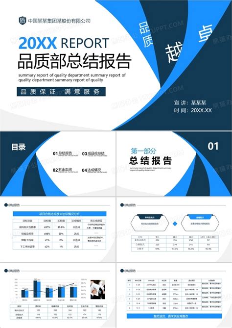 公司品质部工作总结报告动态ppt模板下载 工作总结 图客巴巴