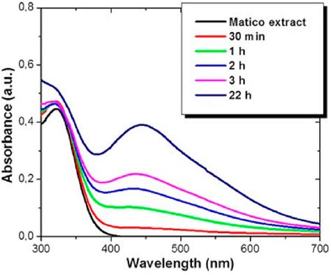 Uvvis Absorption Spectrum Of Agnps At Different Time Reaction