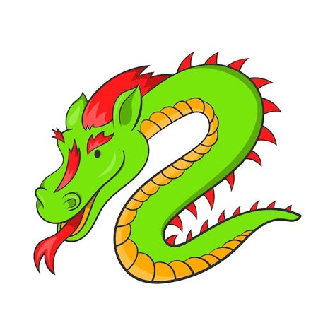 Icône De Dragon Chinois Vert Dans Le Style De Dessin Animé Sur Un Fond