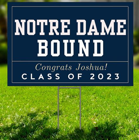 Notre Dame Yard Sign Bound Yard Sign Class Of 2023 Class Of Etsy