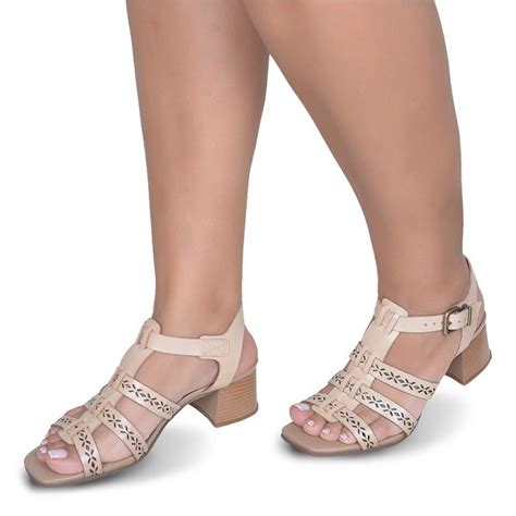 Sand Lia De Salto Em Couro Nude Flor De Couro Sand Lias E Botas Femininas