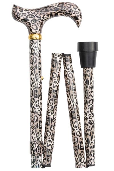 Classic Canes Snow Leopard Folding Derby Walking Stick Stick And Cane Shop