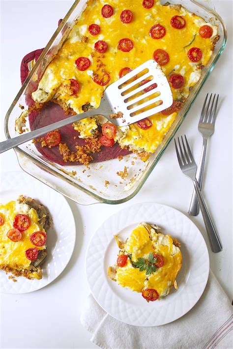 Cheesy Zucchini Tomato Casserole Summer Casserole Recipes Popsugar