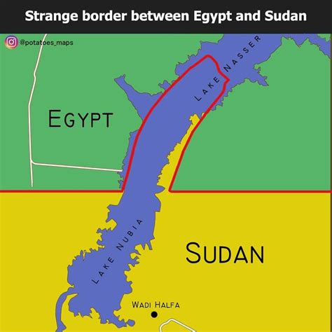 Strange border between Egypt and Sudan 🇪🇬🇸🇩 : MapPorn