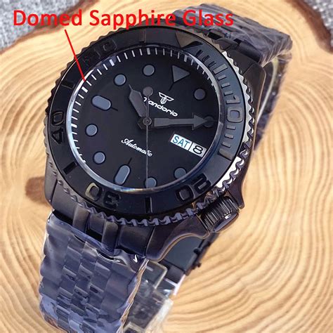 Black Skx Mod Nh Mechanical Watch Men Sub Black Dial Domed Sapphire