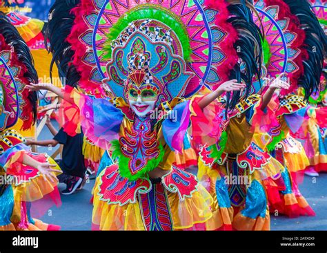 Participants In The Masskara Festival In Bacolod Philippines Stock